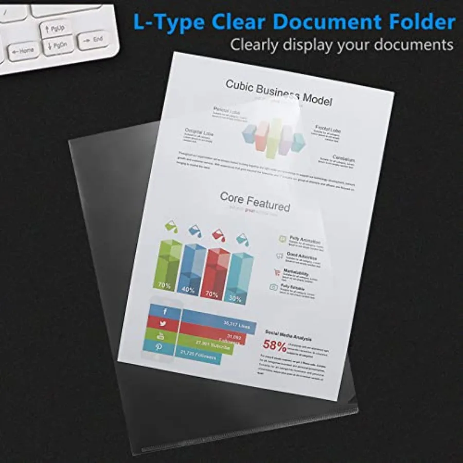 24 عبوة من أوعية المشروع من مجلدات المستندات البلاستيكية الشفافة لحجم الحروف وأوراق A4 وأكمام شفافة #5