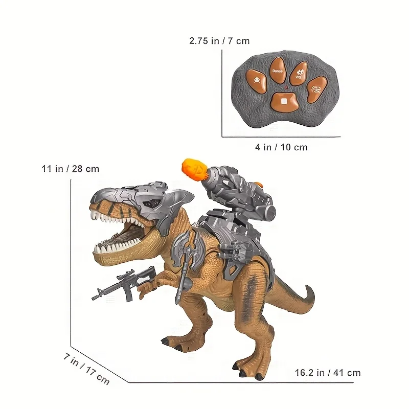 Simulated Alloy Dinosaur Toy, RC T-Rex, Runs & Roars, Built-in Sound Effects, Birthday Gift for Kids 3+, With Remote, Batteries