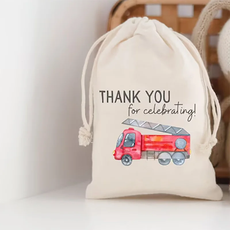 5pcs Fire Truck Engine thank you gift bags Firefighter Fireman themed kid boy girl 1st 2nd 3rd 4th 5th Birthday party decoration