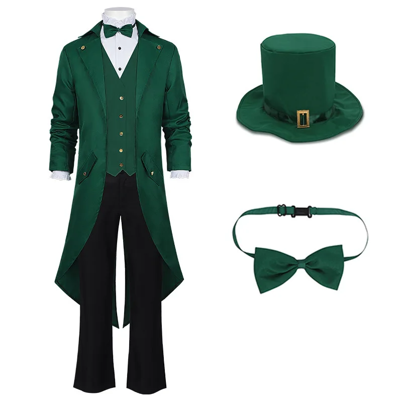 فستان كرنفال الهالوين التنكري الجديد للرجال طقم معطف خلفي بالبخار فستان الأداء الأيرلندي زي أداء المسرح الساحر