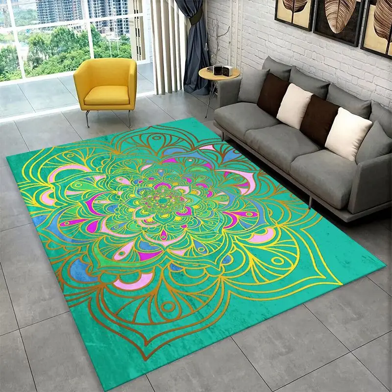 Bohemia Mandala Datura Yoga Flower Large Area Rug Non-slip Carpet for Bedroom Living Room Sofa Doormat Home Decor Floor Mat
