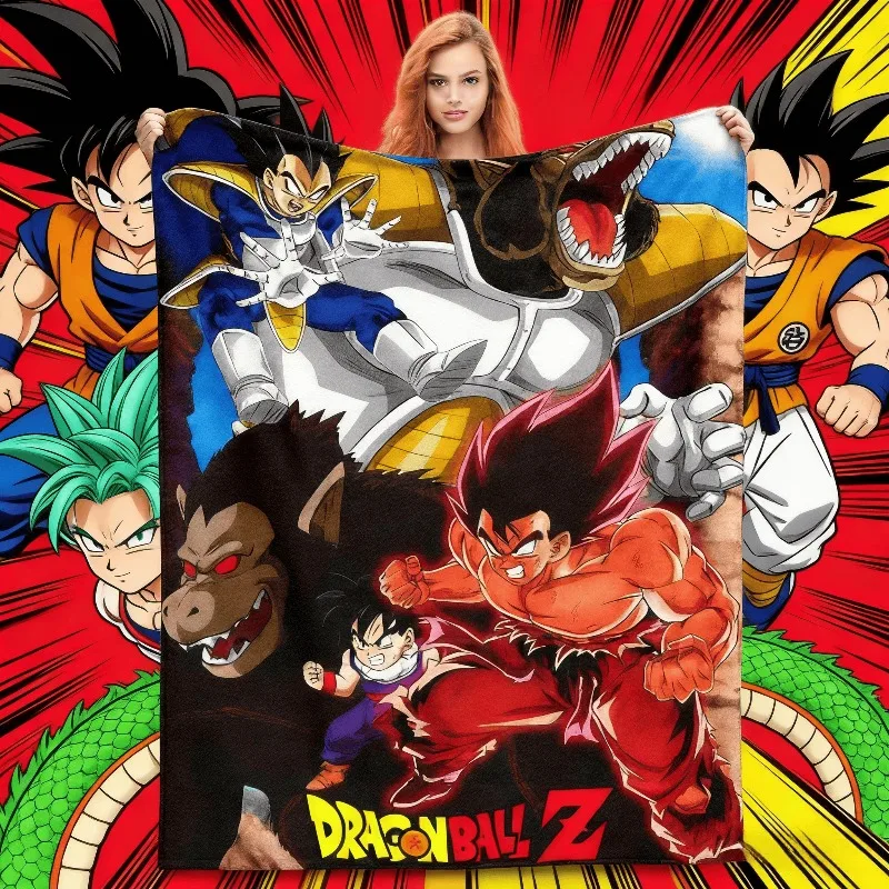 Dragon Ball DragonBall Goku Überwurfdecke für Couch, weiche, flauschige Plüschdecke, 50 x 60 Zoll, Bettüberwurf in mehreren Größen für alle Jahreszeiten