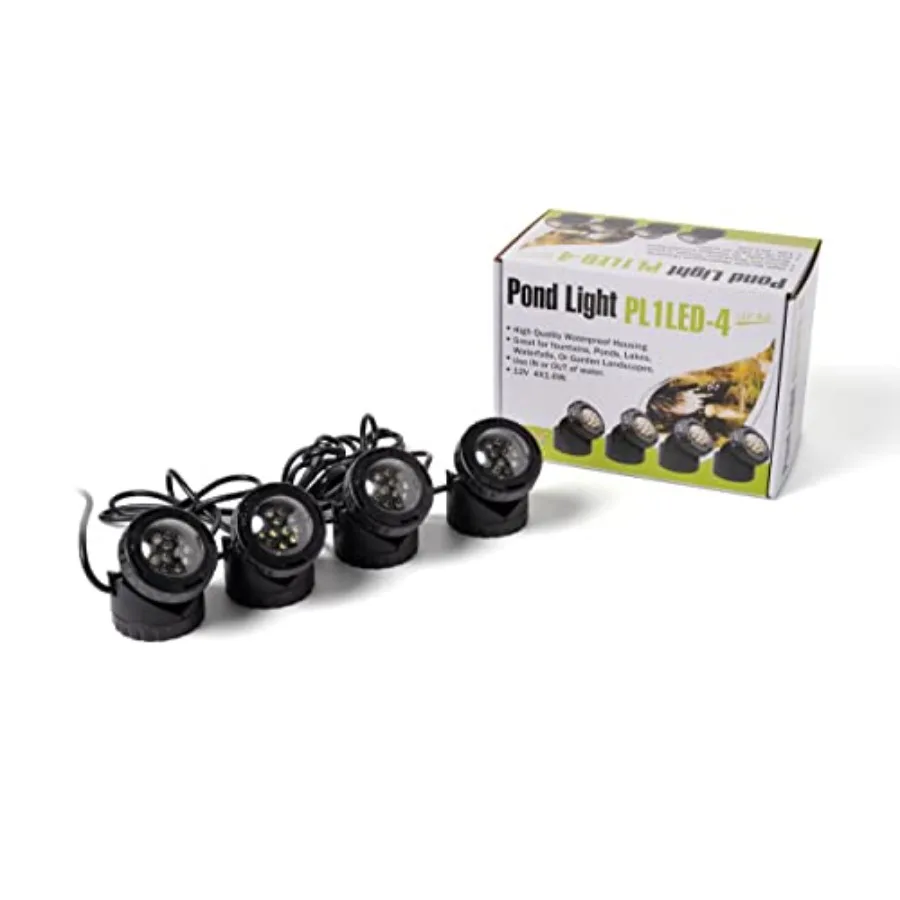 Underwater Fountain Pond Submersible LED Light with Photocell Sensor, Set of 4