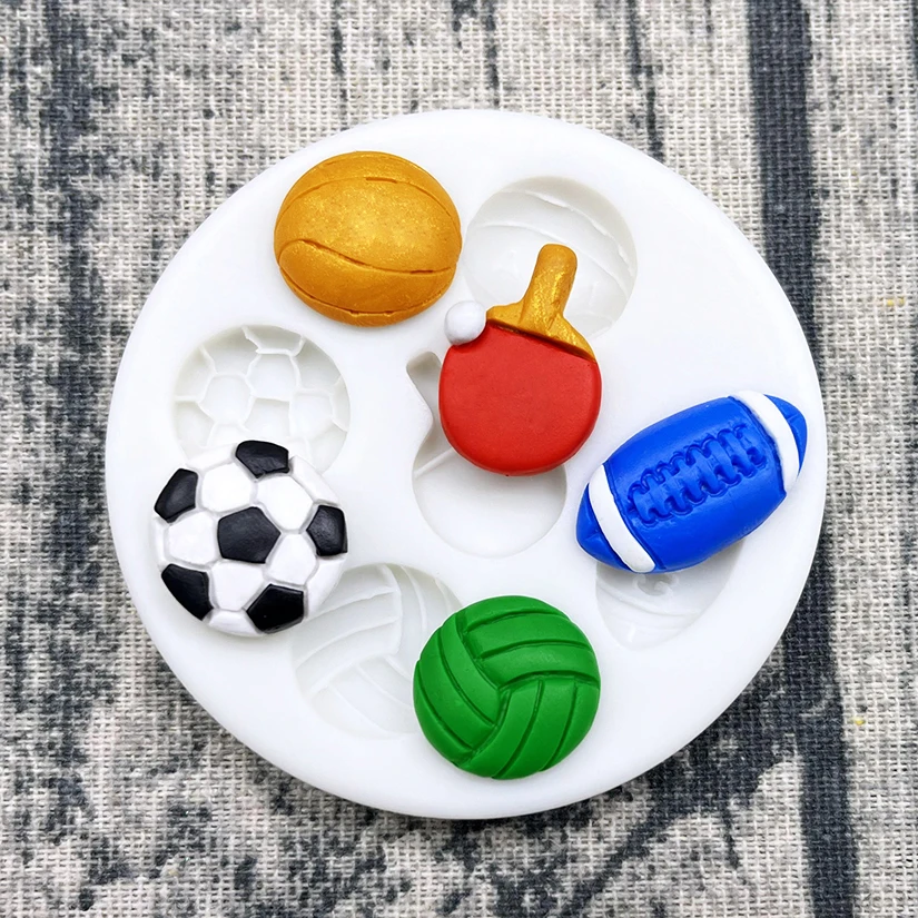 Table Tennis Football Rugby Basketball Volleyball Silicone Sugarcraft Mold Cupcake Baking Mold Fondant Cake Decorating Tools