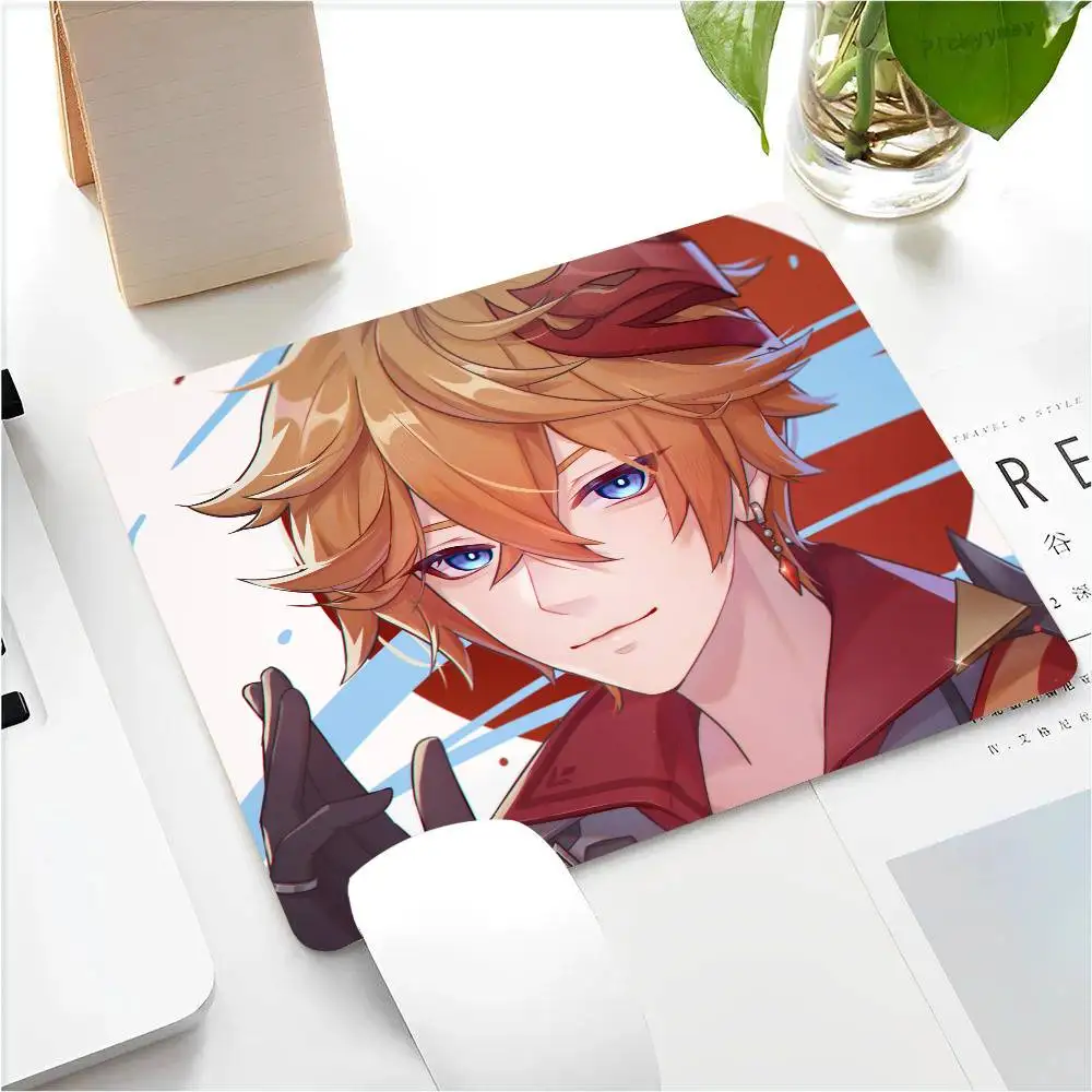 Tartaglia Genshin Mousepad Small LockEdge Mouse Pad For Gamers Computer Desk Pad Rectangular Anti-slip Rubber