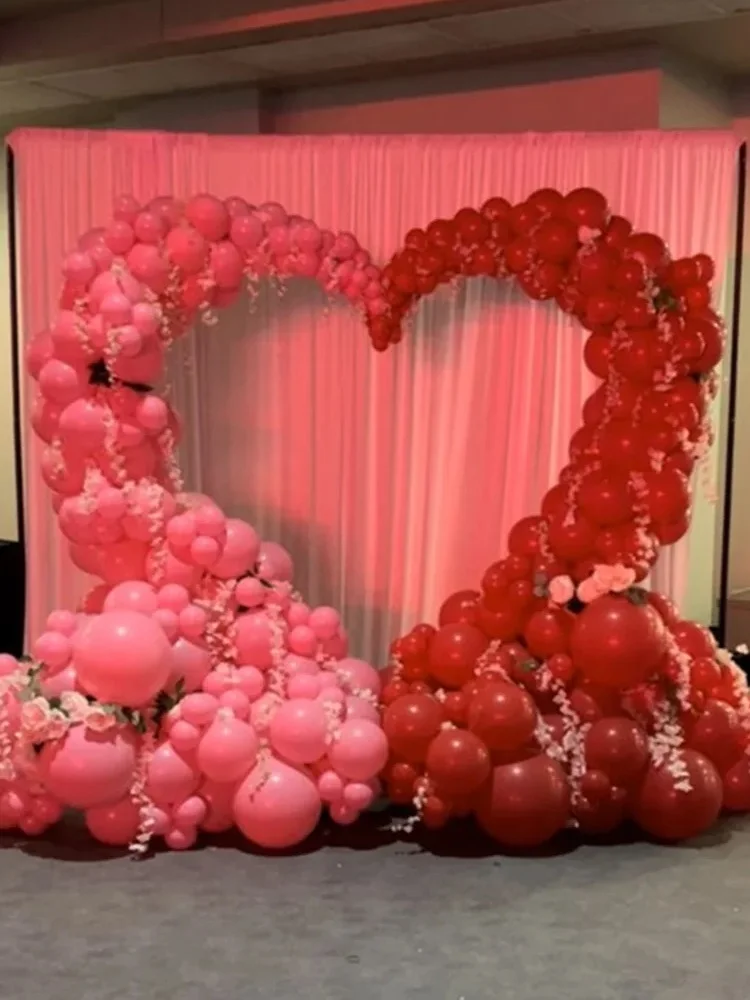 6,5 Fuß Party-Ballonbogen in Herzform, Blumen-Hochzeitsbogen, Fotohintergrund-Ständer, Herz-Hintergrund – Detail 2