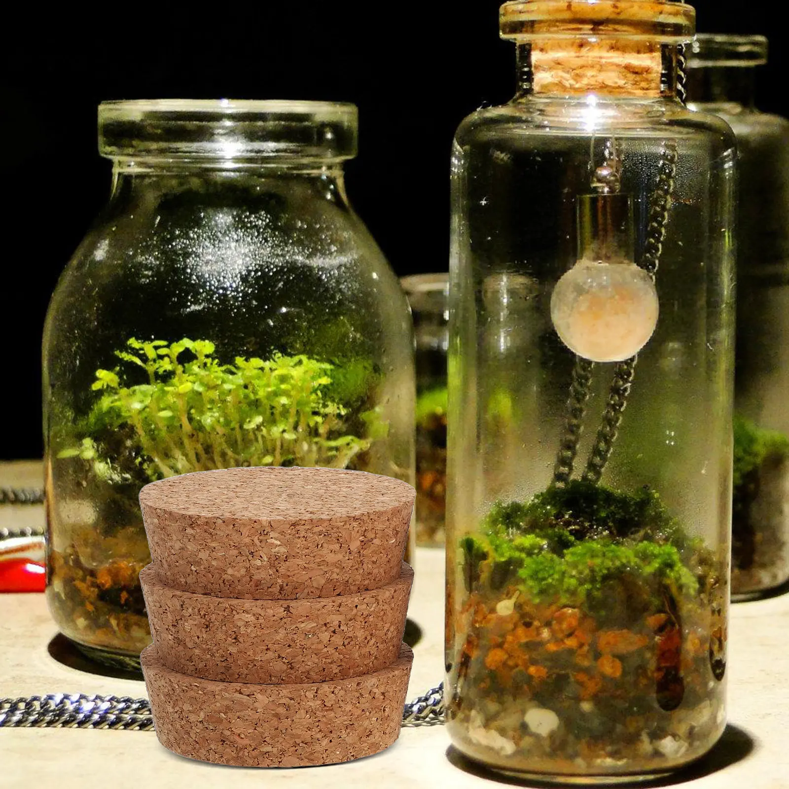 6Pcs Cork Top Lids for Transparent Glass Hydroponic Vases 64.5x20x58mm Long-Lasting Reusable Plant Jar Cork Plugs Desk Office
