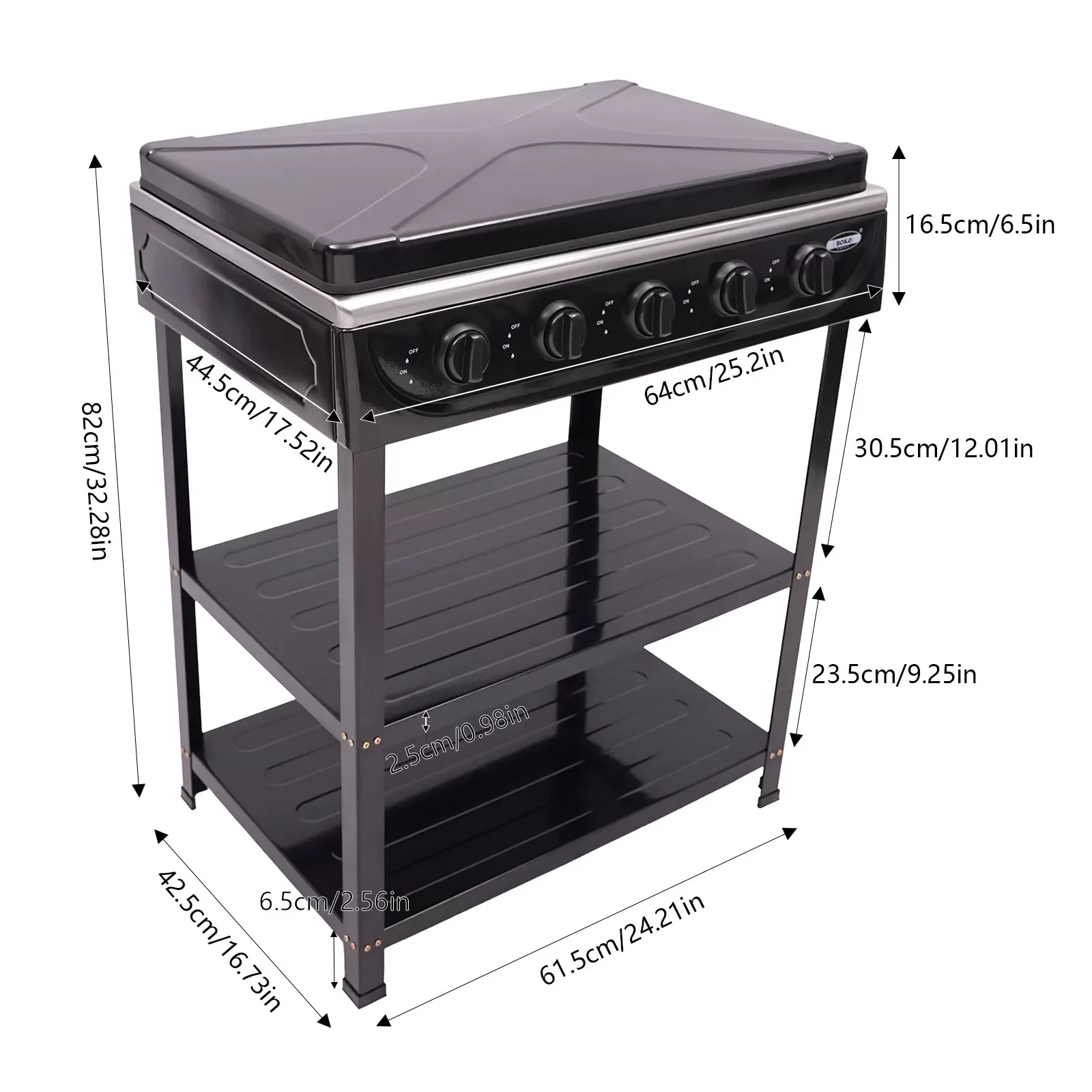 Natural Gas Stove with 5 Burners Griddle NG/LPG Natural Gas Stove Gas Cooktop