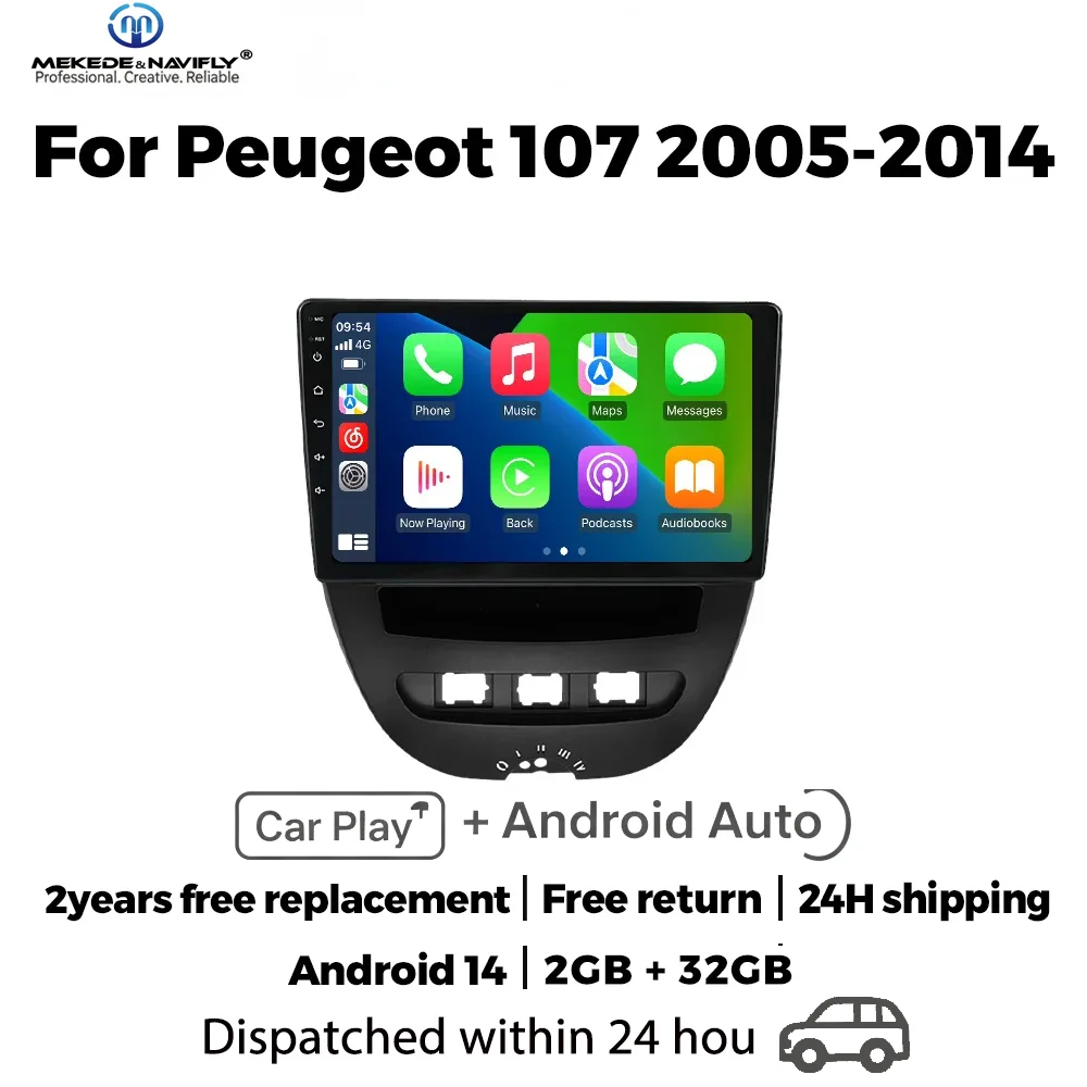 IPS touch screen 9 inch Car Radio ForPeugeot 107 Toyota Aygo Citroen C1 2005-2014 Wireless Carplay Navigation Multimedia Player