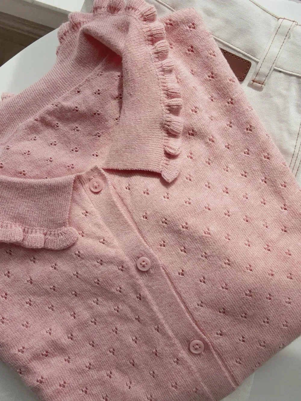 

Детская одежда для девочек, детское пальто, мягкая одежда, розовый вязаный кардиган для девочек, весенне-летний свитер, кардиган