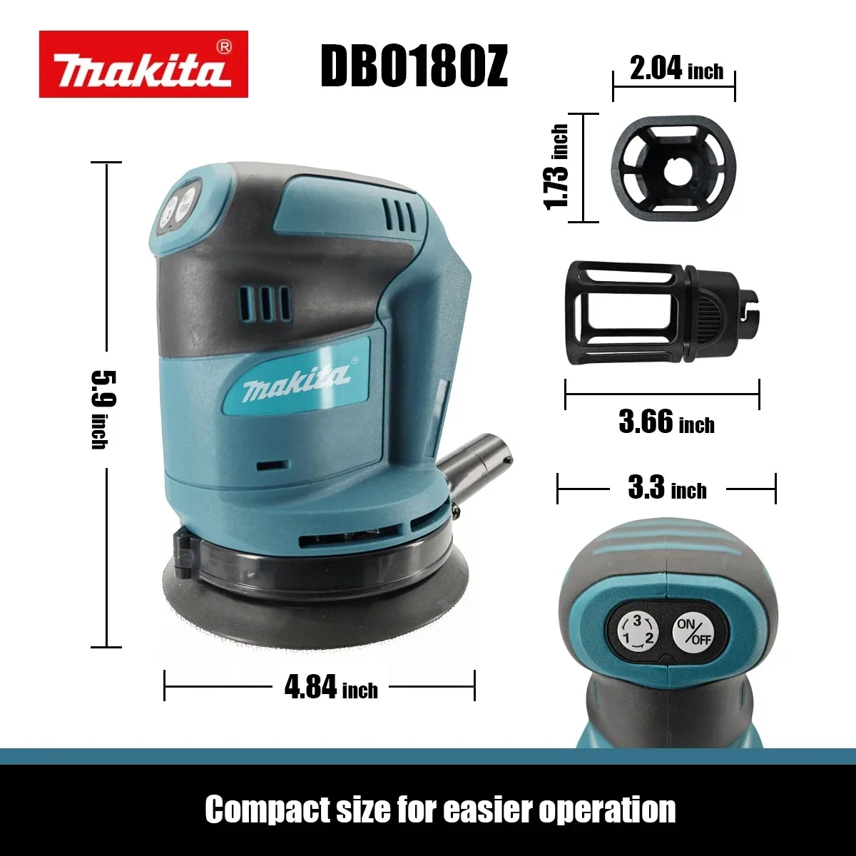 Original Makita DBO180Z 18V Cordless Random Orbital Sander for Woodworking Putty Polishing DIY and Professional Use Bare Tool