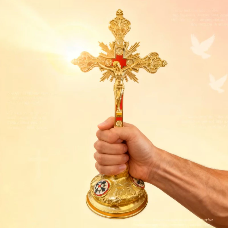 

New 2026 Realistic Cross Orthodox Cross Religious Gift Gold Plated Metal Alloy Cross Passion Jesus Holy Image Prayer Cross Gift