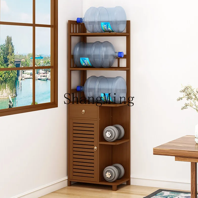 FG storage rack, shelf, living room floor-to-ceiling multi-layer sundries storage rack, bamboo wall corner snack shelf