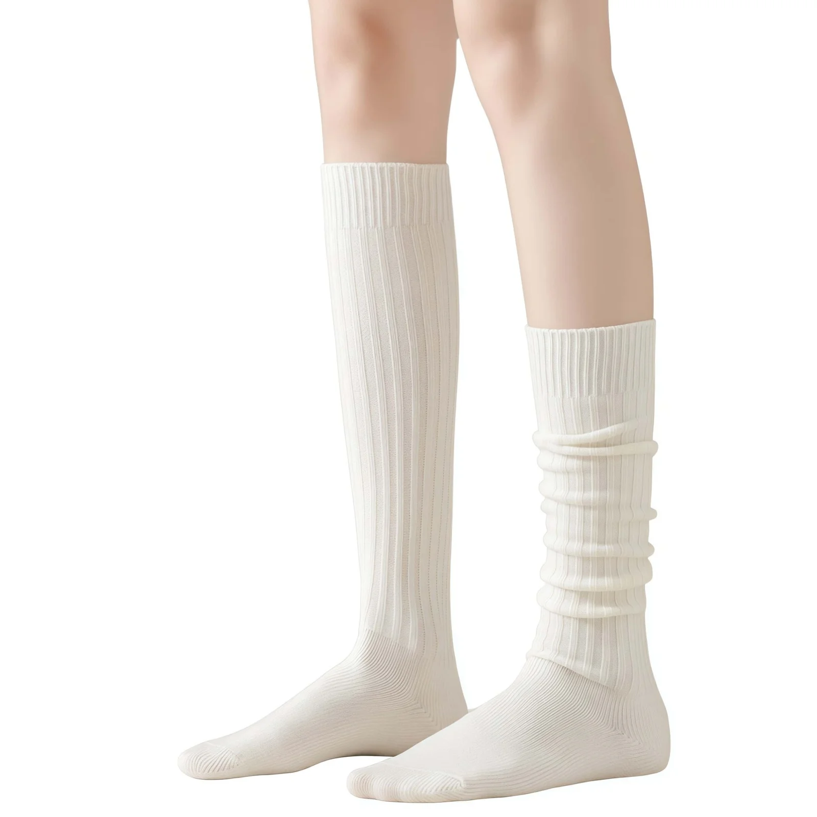 

Женские трикотажные носки в рубчик - осенне-зимние модные носки из персидской шерсти, средние носки-трубы, праздничные термоноски до колена