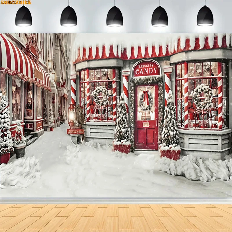 

Christmas Day Wreath Family New Year Party Photography Backdrops Prop Window Living Room Xmas Tree Gift Snow Background BV-05