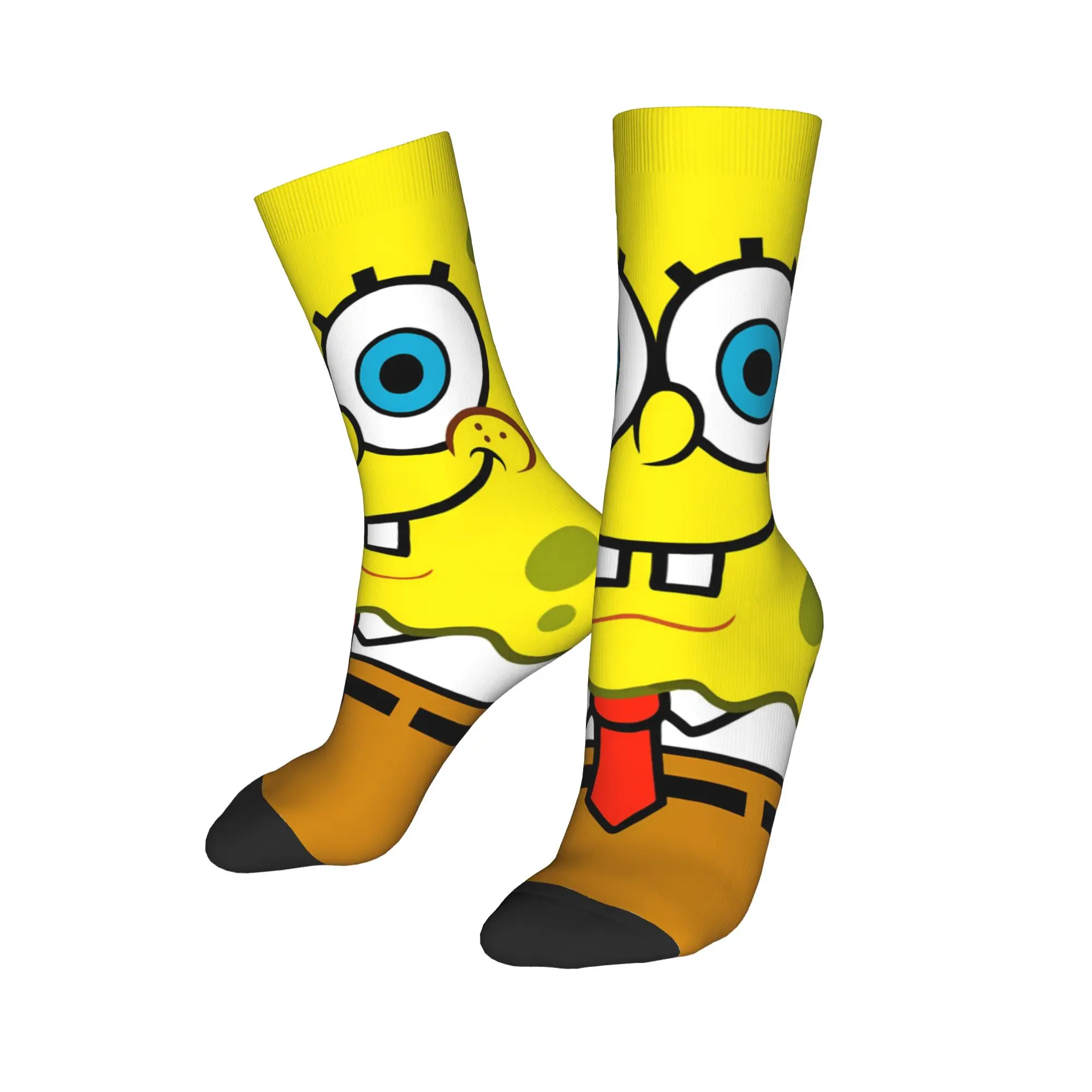 SpongeBobs Solid Yellow SpongeBob Face Socks Spring  Stockings Elegant Men Comfortable Socks Climbing Anti Bacterial Socks