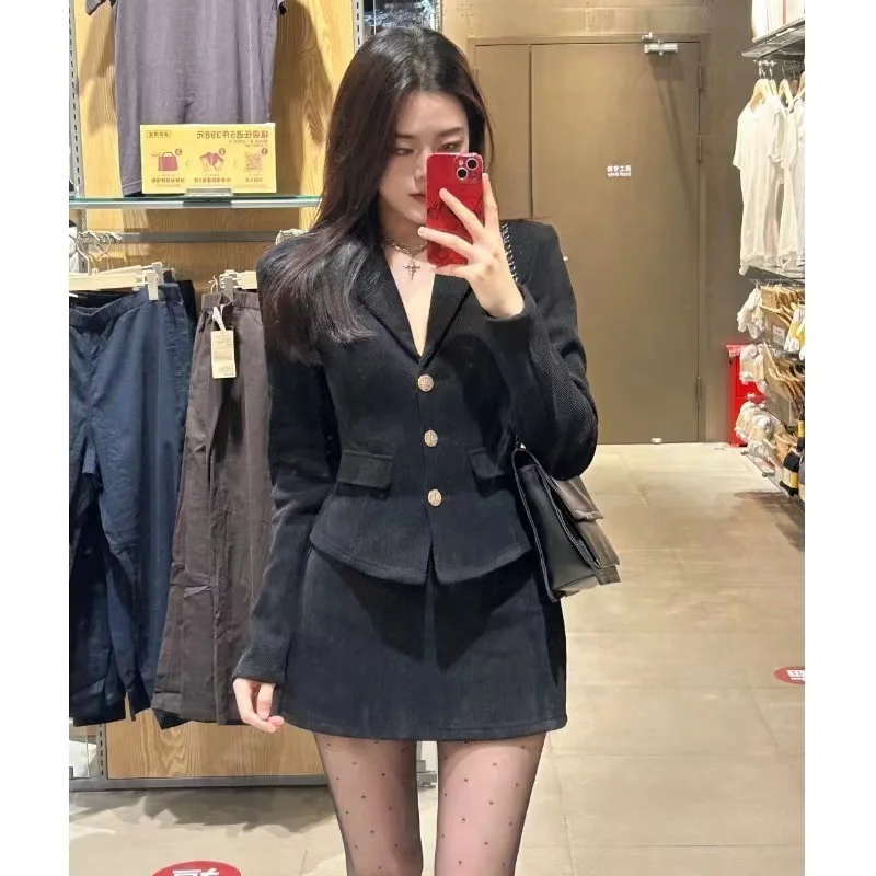 UNXX Minimalist Women\'s High-End Set Mini Dress Vintage Blazer Skirt Salt Style Mature Two-Piece Set High Quality Fashionable