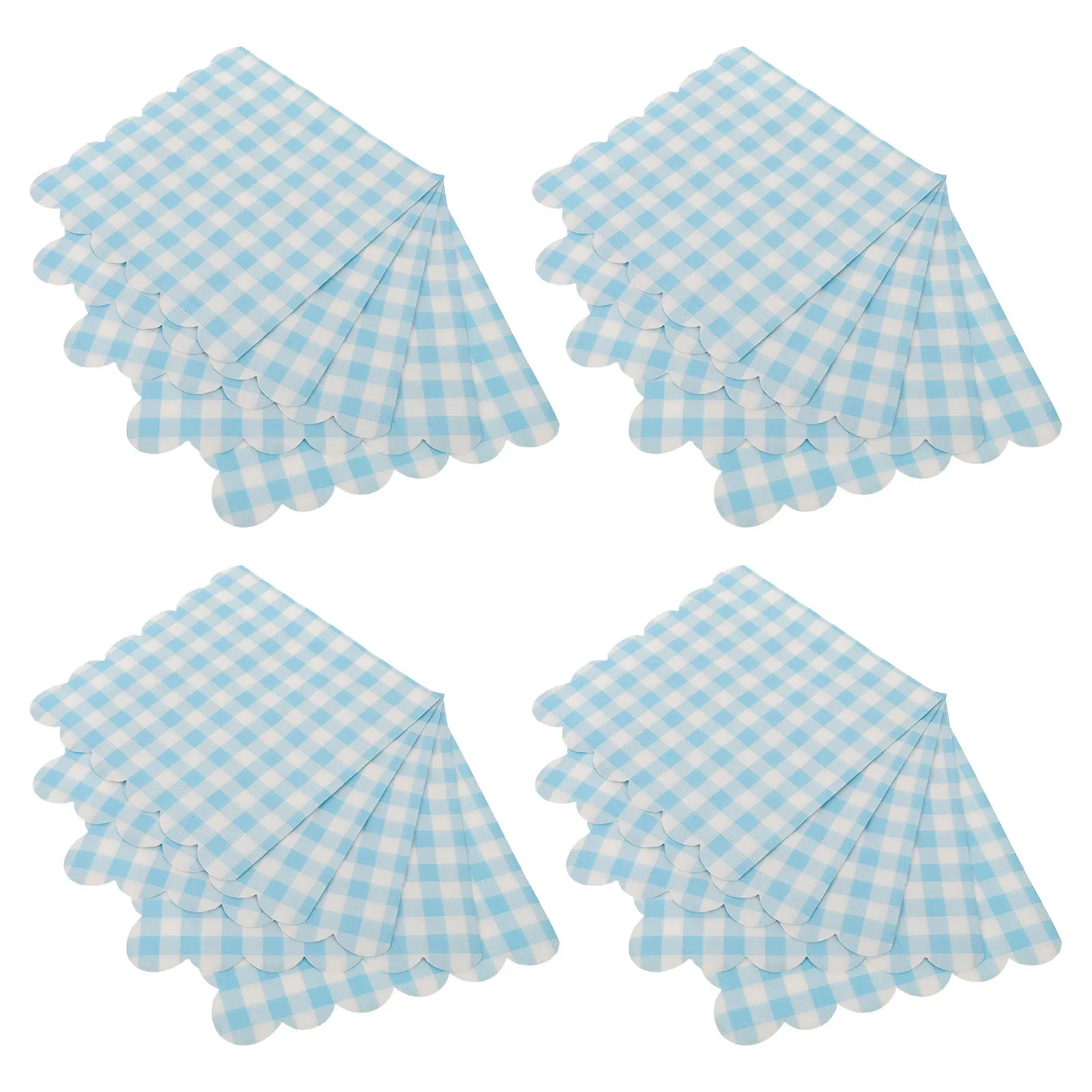 

100 Sheets Blue and White Plaid Napkins Decorative Lace Edge Disposable Party Paper Napkins Wedding Birthday Graduation