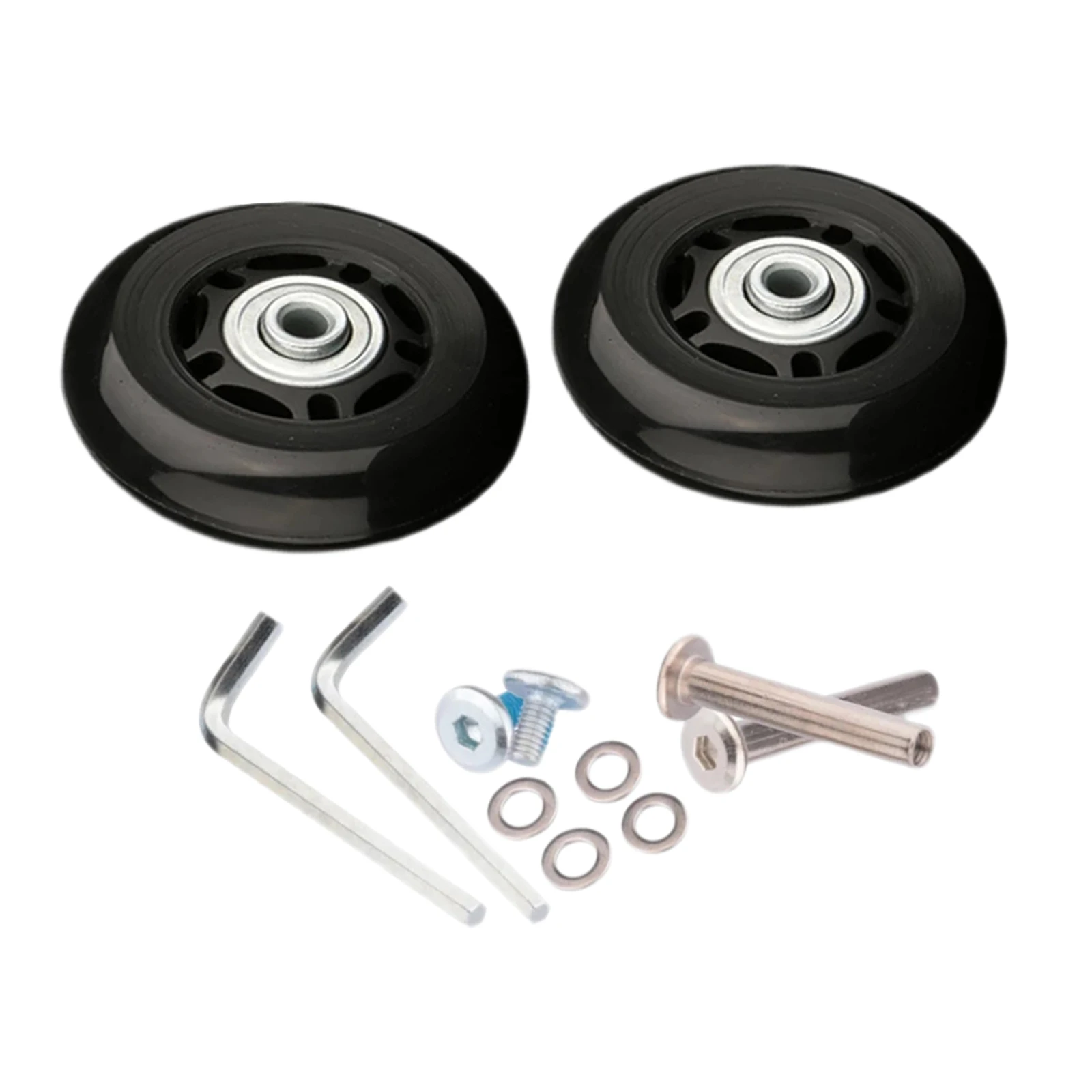 Set of 2 Luggage Suitcase Wheels Wear-Resistant Swivel Caster Black Wheels Bearings Repair Kits Rubber Flexible Universal Wheel
