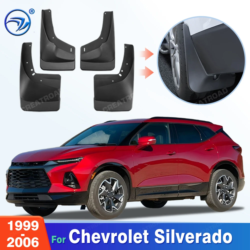 Custom Fit 4PCS Mud Flaps for Chevrolet Silverado 1999 2000 2001 2002 2003 2004 2005 2006 No Drilling Splash Guards Fender