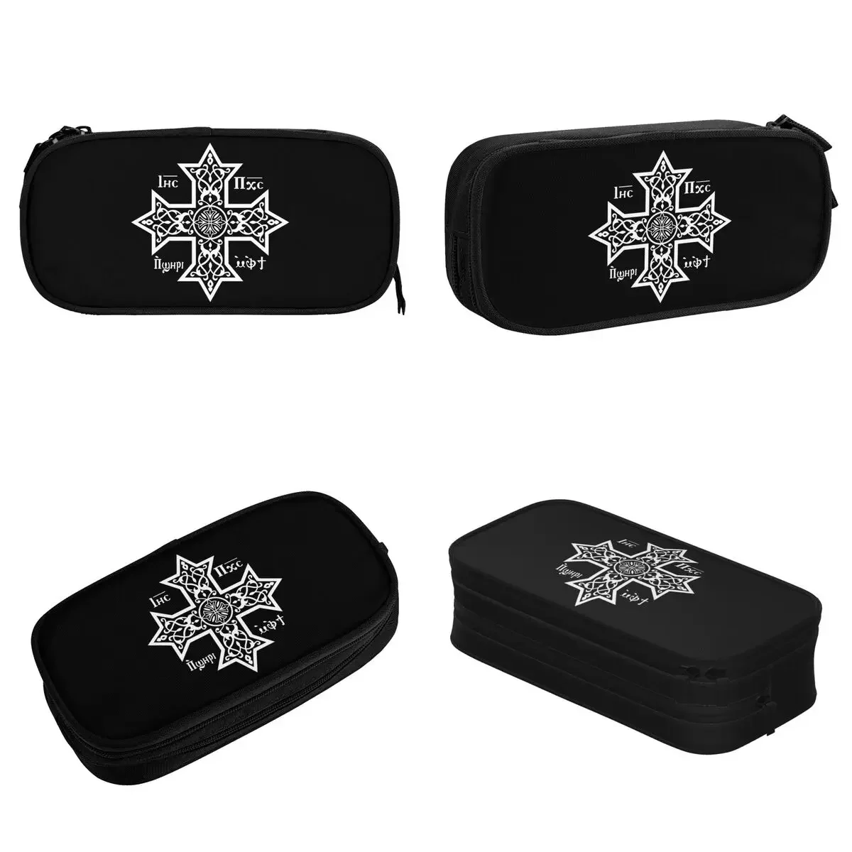 Coptic Orthodox Cross With Jesus Christ Pencil Cases Pencilcases Pen Box for Student Bag School Supplies Cosmetic Stationery