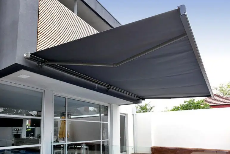 Custom Motorized Awning Aluminum Folding Arms Retractable Full Cassette Awnings with LED Light for Patio Balcony Terrace Outdoor