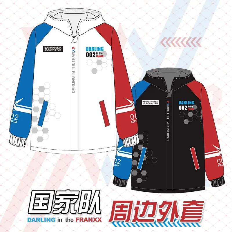 

2025 11 Darling in the Franxx Zero Two 02 Jacket Zipper Hoodie Long Sleeve Hooded Coat Anime Tops Cosplay Costume Coats and Head