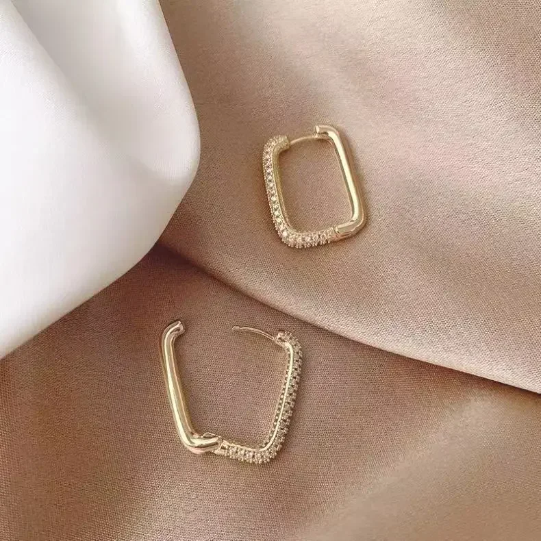 XINYI Square Circle Hoop Earrings For Women Luxury Stainless Steel Earrings rending Wedding Jewelry aretes mujer