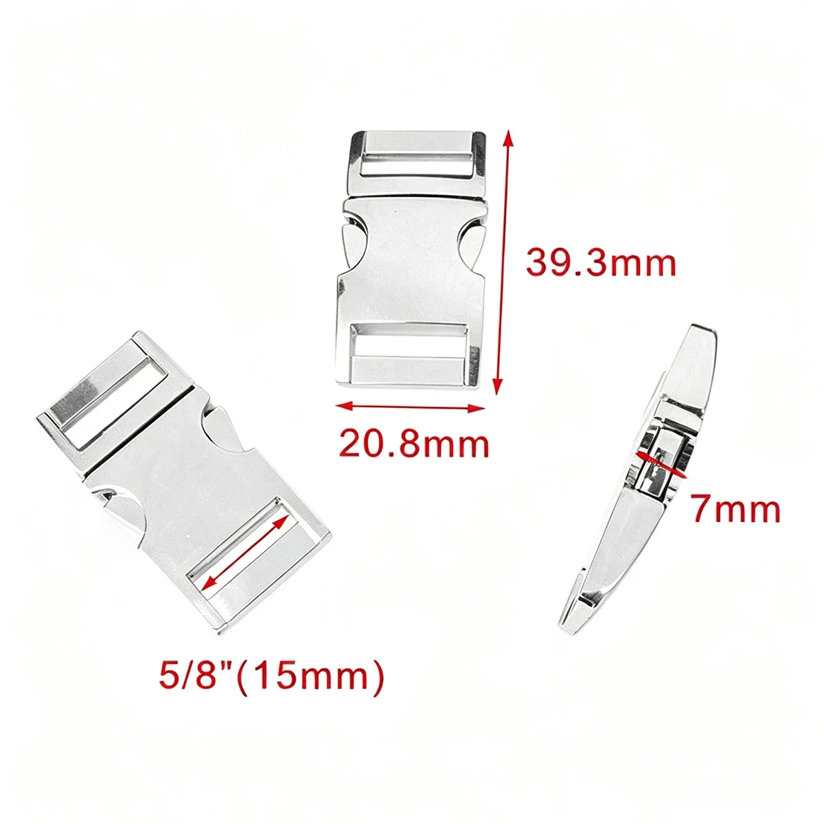 2Pcs Metal Side Release Buckle Adjustable Strap Quick Release Buckle for Backpack, Pet Collar, Bag Webbing DIY Craft Accessories