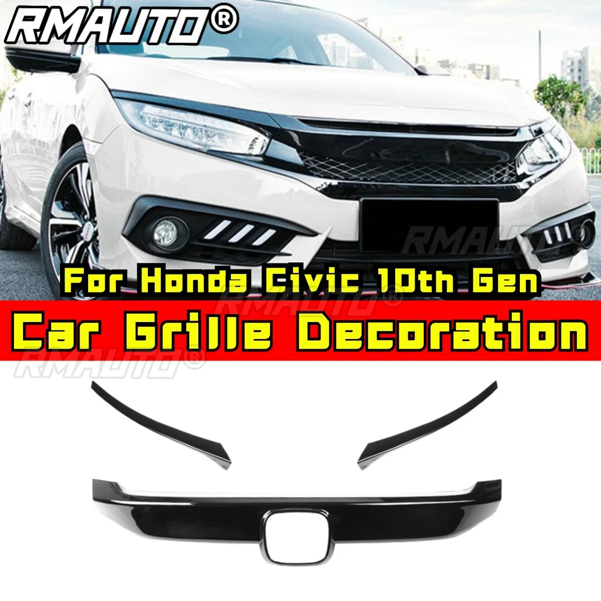 

Car Front Bumper Grill Frame Car Grille Cover Decoration For Honda Civic 10th Gen Body Kit Car Accessories