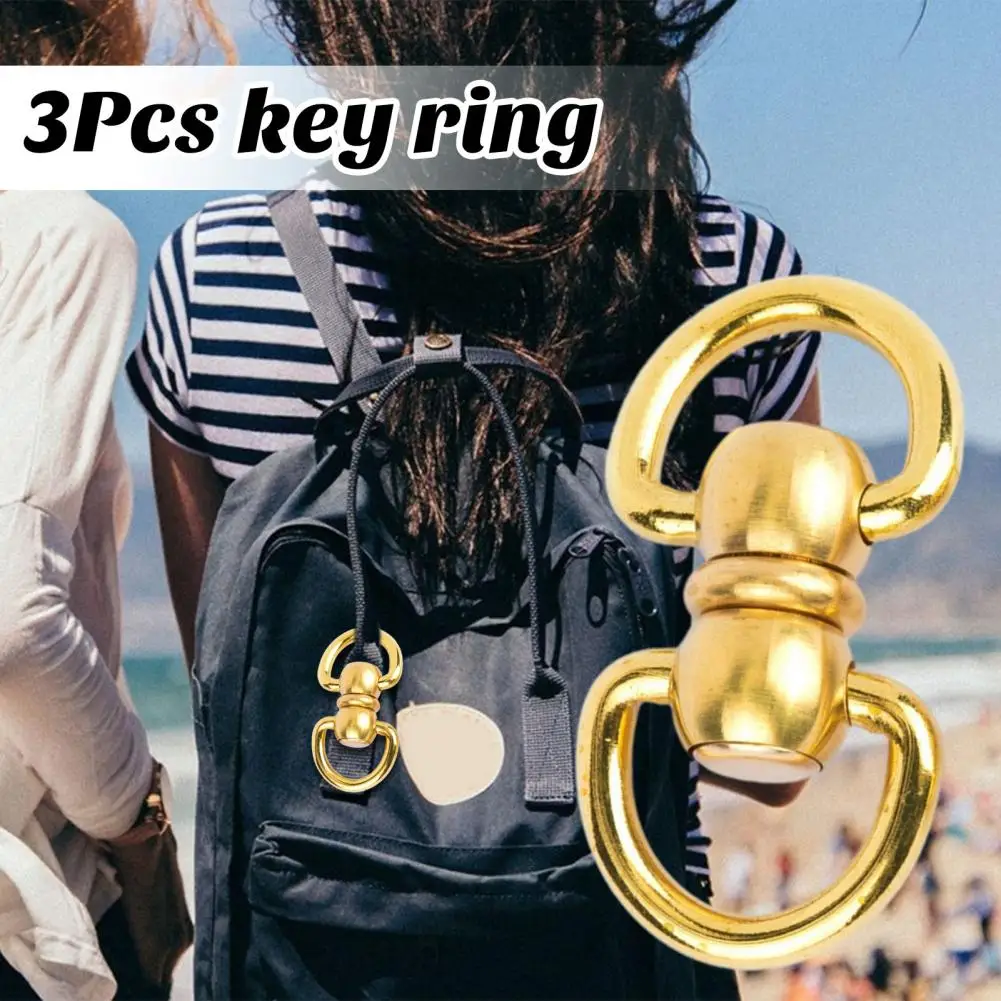 3Pcs Key Ring Vintage Brass Rotating 8-shaped Key Ring Hardware Connector Swivel Hook Clasp Bag Keychain Pendant Component