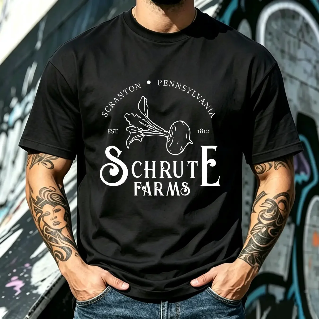 washed T Shirt Schrute Farms The Office Dwight Shrute Funny Farming Beets long or short sleeves vintage Washed Versatile