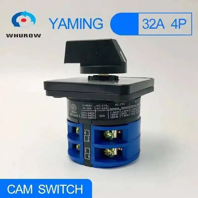 LW26-32/2 YMW26 كهربائي 4 مواضع 8 محطات 2 مستويات مفتاح تبديل الكامة الدوارة مع مسامير 690 فولت 32A اتصال فضي LW28