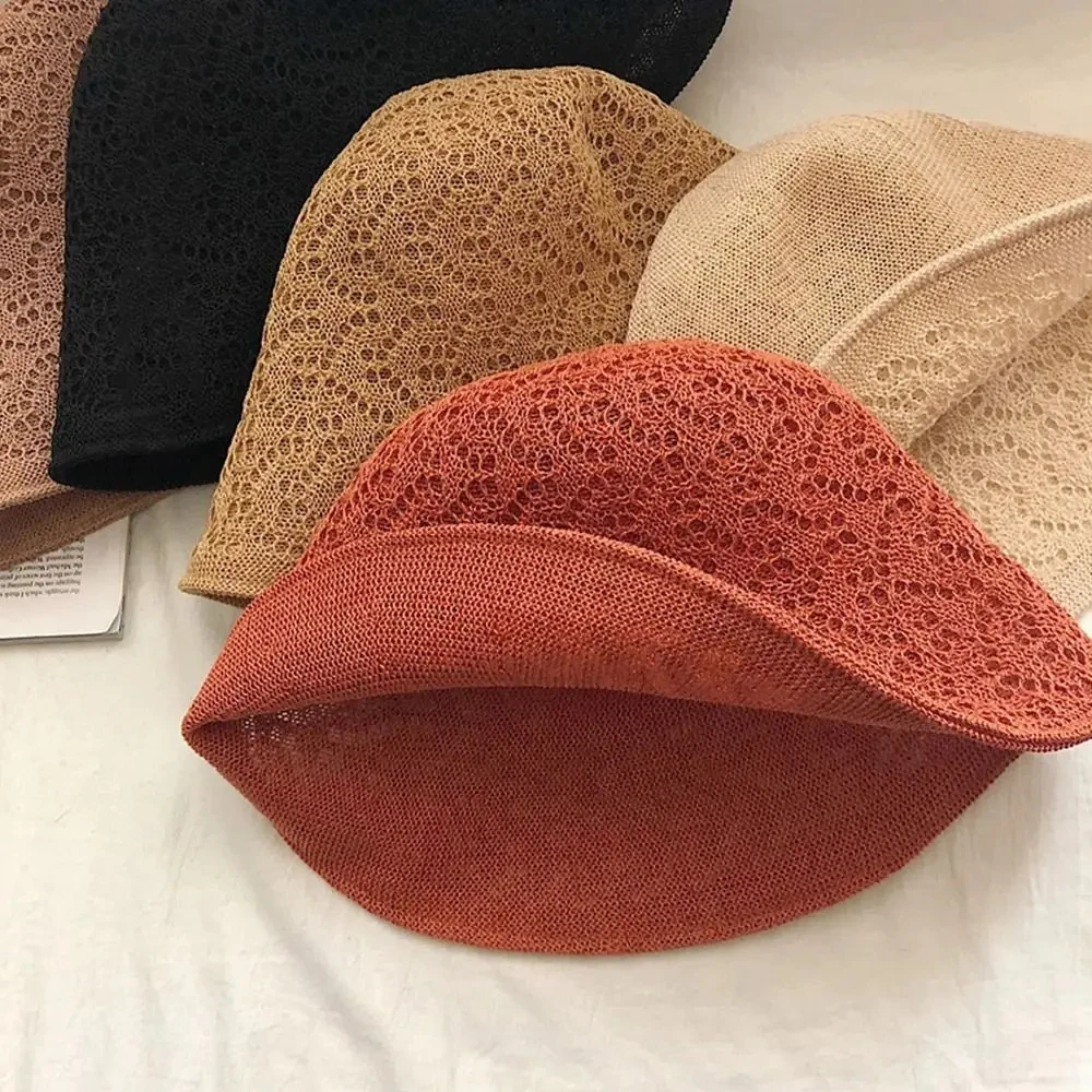 New Fashion Women Girls Bucket Hats Double-sided Fisherman Hats Panama Hat Breathable Foldable Cap Outdoor Sunscreen Bucket Hat