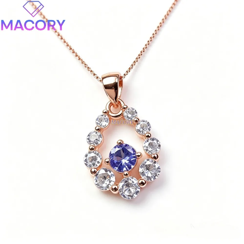 Natural Tanzanite Necklace  Sterling Silver  Elegant and Luxurious Women's Jewelry  Bohemian Charm Pendant  Delicate Gift