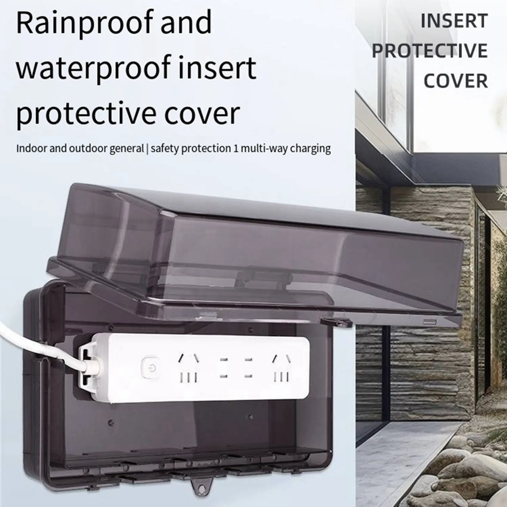 F-F 2X New Outdoor Electrical Box Waterproof Dustproof Wall Mounted Outdoor Outlet Cover Lockable Large Capacity Socket Box