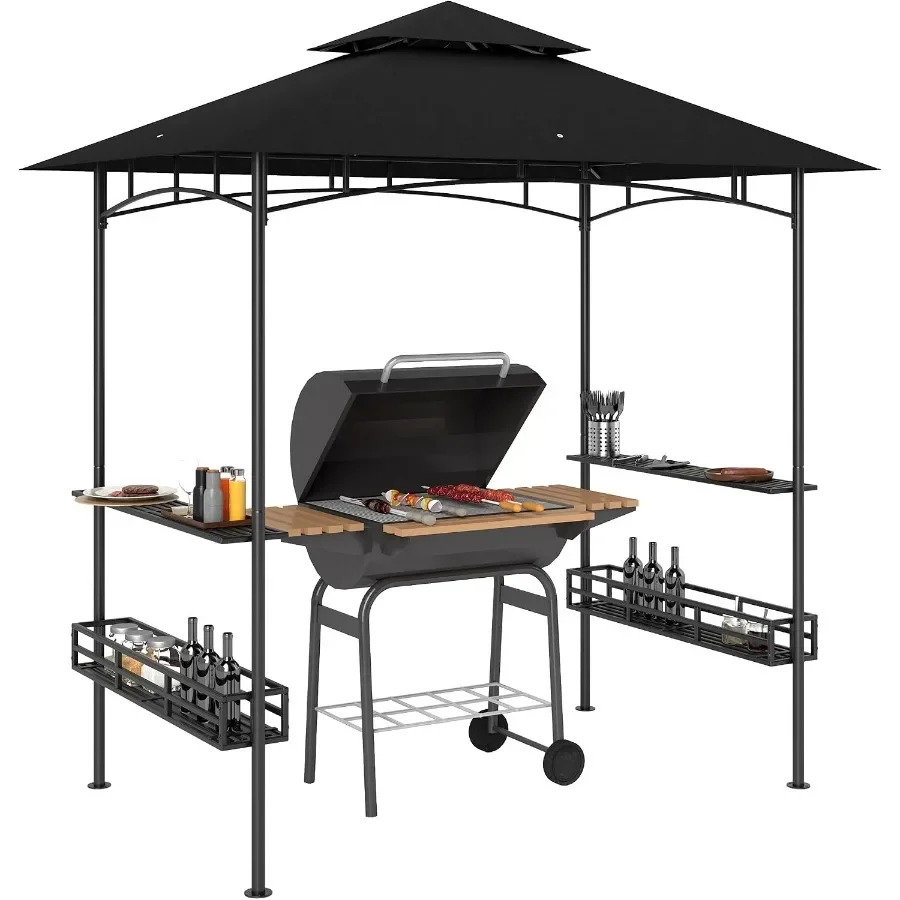 8' x 5' Grill Gazebo, 2-Tier Outdoor BBQ Gazebo
