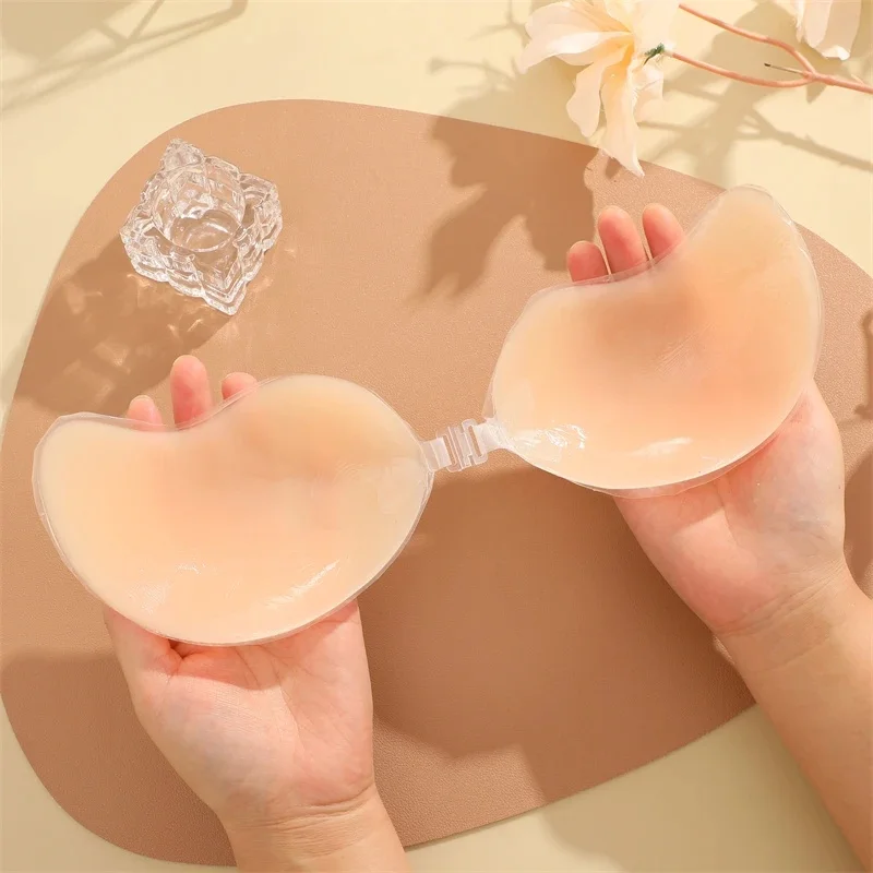 Mango Shaped Reusable Silicone Strapless Push-Up Self-Adhesive Breast Petals for Intimates Sticky Bra Accesorios Mujer Sexy