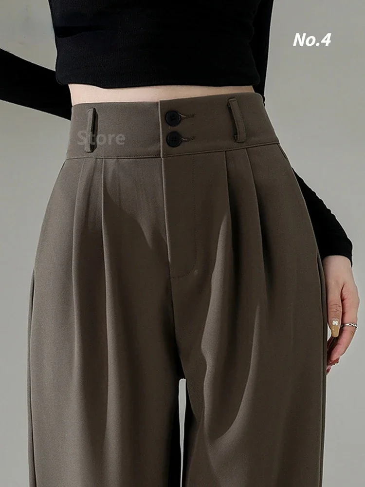 Pantalones de traje para mujer primavera y otoño 2023 nuevos pantalones de pierna ancha caídos de cintura alta pantalones de fregona de versión