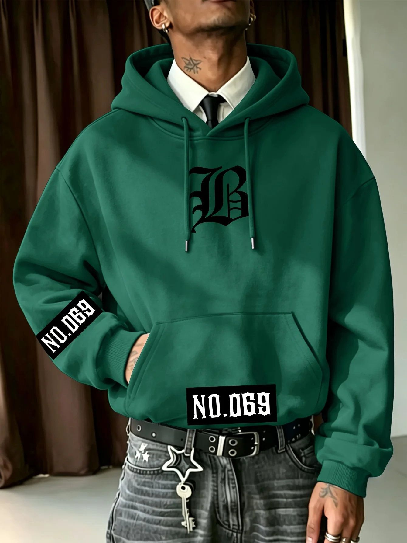 New Men's Trendy Autumn/Winter Hoodie – Casual Drawstring Sweatshirt with Creative Graphic Print (Unisex Style)