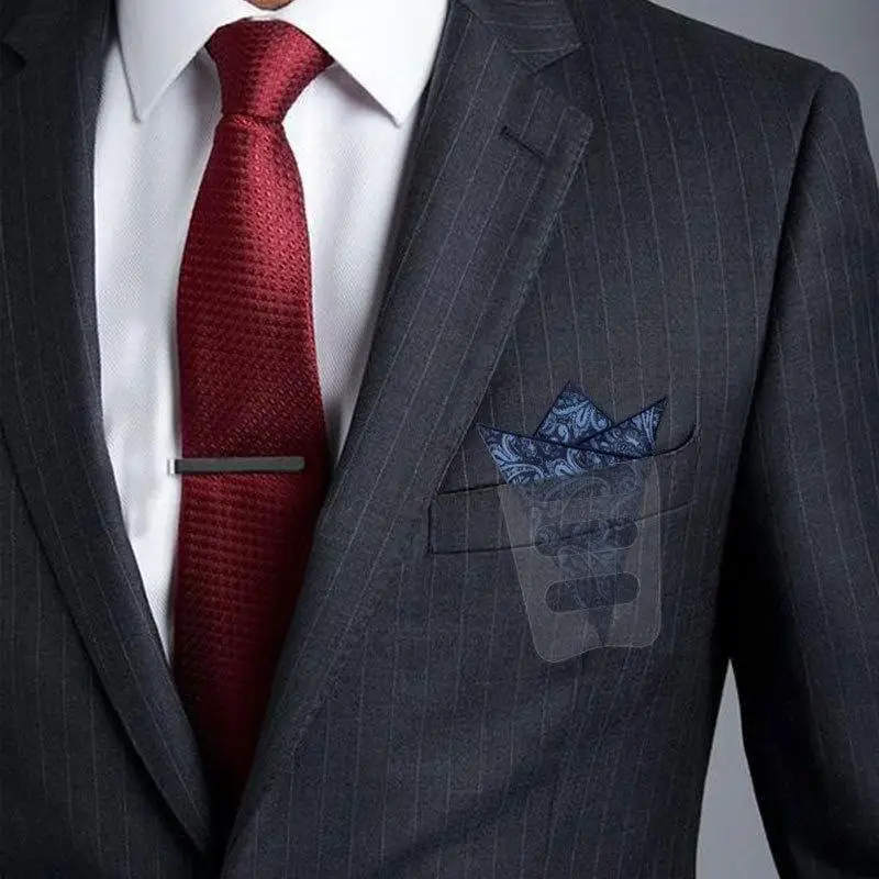 New Pocket Square Keeper 1Pc Prefolded Handkerchief Holder Anti-slip Organizer for Business Suit Wedding Party Prom Events