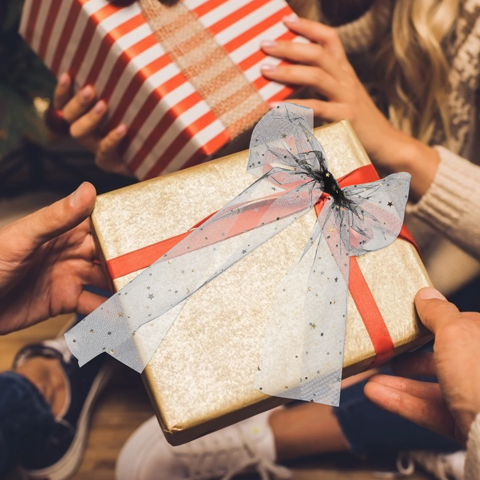 

Sequins Table Skirt Gauze Light Pink 2280X15Cm Wedding Party Decorative Cover For Events Banquet Handicraft Fabric