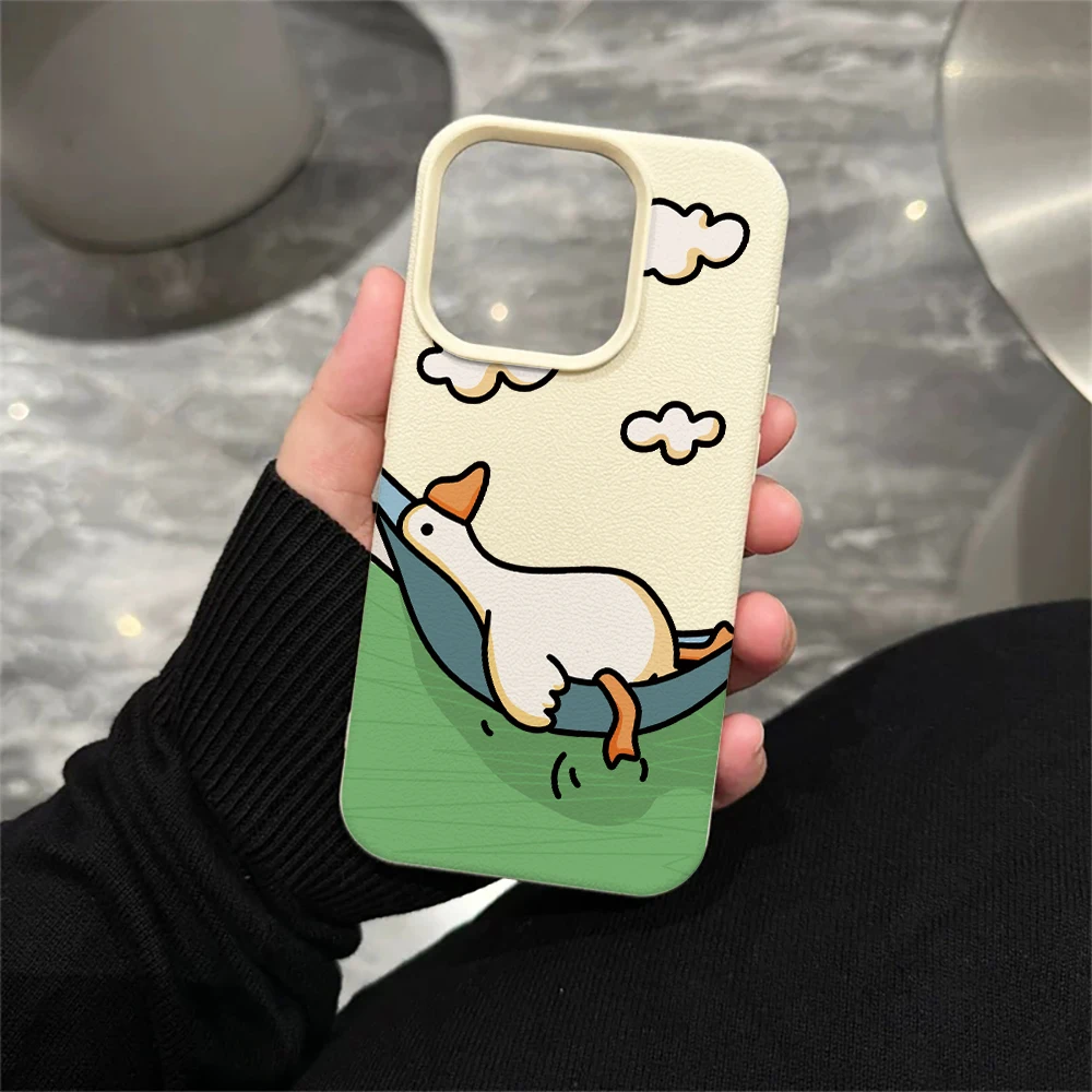 Flachliegende Weiße Enten-Handyhülle für iPhone 17 16 15 14 13 12 Pro Max 16 15 14 Plus 17 16 15 14 Pro 17Air Silikon-Matt-Cover – Detail 5