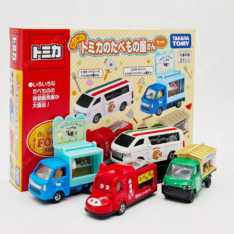 

Takara Tomy Tomica Food Vendor Truck, литой под давлением автомобиль из сплава, набор игрушек из 4 коллекционных миниатюрных моделей для мальчиков, игровой автомобиль для мальчиков