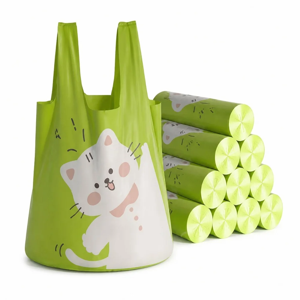 Trash Bags Multi Printed Drawstring 4 Rolls 60 Bags for Home Kitchen Bathroom Office Waste Baskets Bin Liners for Daily Cleaning