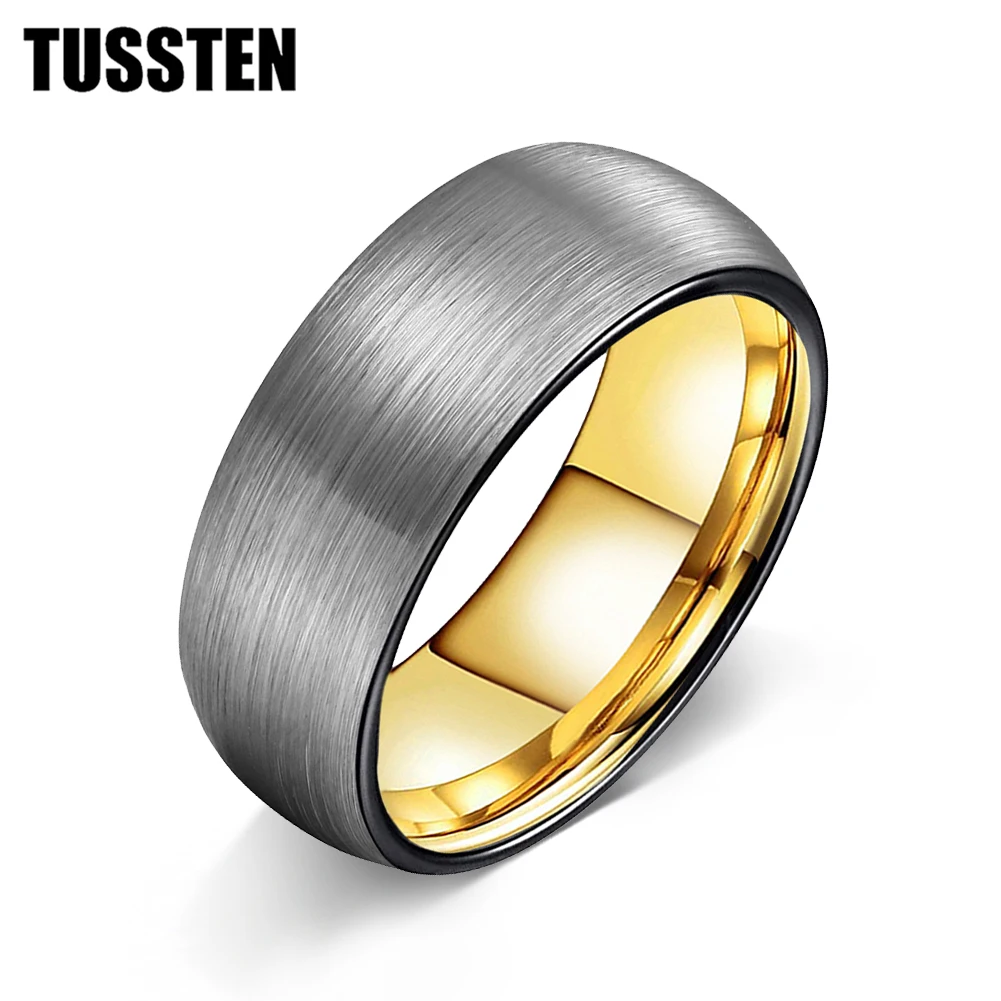 

Dropshipping TUSSTEN 8MM dual color men's and women's wedding ring with round top brushed for comfortable Fit