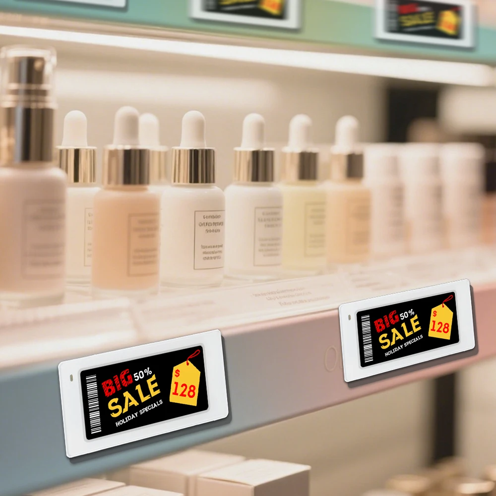 2개 2.9인치 전자 선반 라벨 Eink 디지털 선반 라벨 슈퍼마켓 가격표