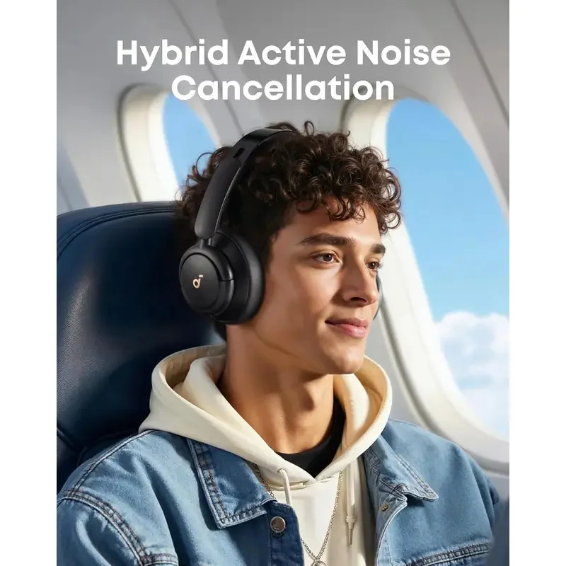 Soundcore Life Q30 من Anker، سماعات رأس هجينة بخاصية إلغاء الضوضاء النشطة مع أوضاع متعددة، صوت عالي الدقة، EQ مخصص عبر التطبيق