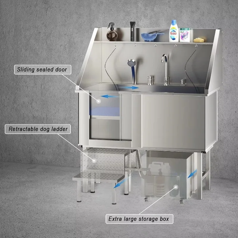 2026 New Non-slip Stainless Steel Pet Bath Stainless Steel Pet Bath Dog Bath Pet Store Universal