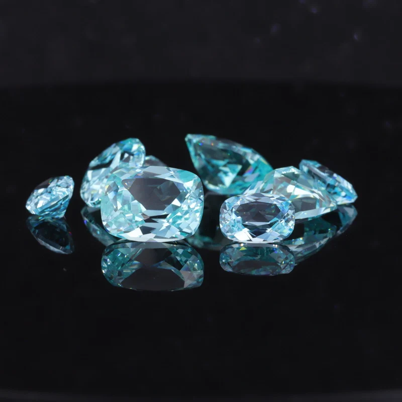 Lab Sapphire Loose Stone Elongated Cushion Shape Paraiba Color For Jewelry Setting